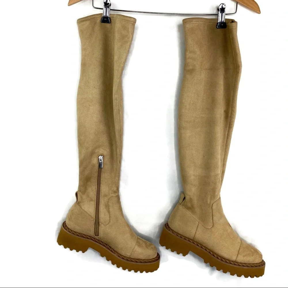Vince Camuto Over The Knee Melleya Boot Rubber Sole tortilla Color size 6.5